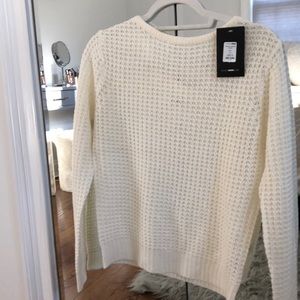 Long sleeve waffle sweater with cross back